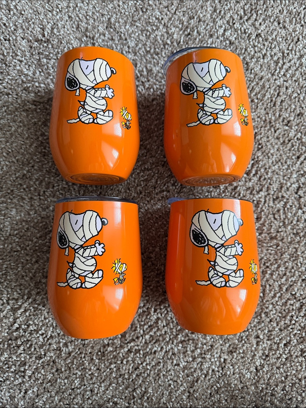 Peanuts Halloween Snoopy & Woodstock Insulated Stemless Wine Tumblers - Set of 4